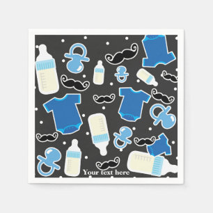 Guardanapo De Papel Coisas de Baby Shower Menino Azul e Cinza Festa Mo