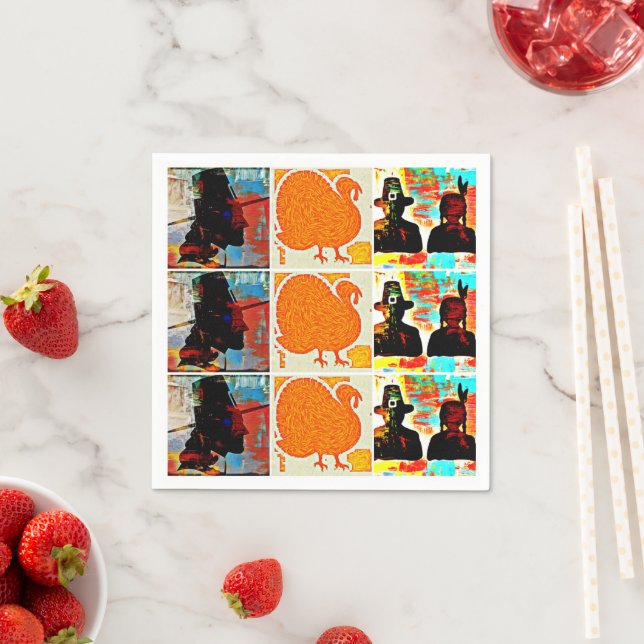 Guardanapo De Papel Colagem de Arte Moderna de Ação de Graças (Insitu)