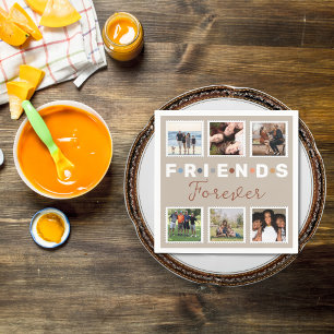 Guardanapo De Papel Colagem de Fotografias Moderna de Amigos Beige par