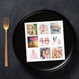 Guardanapo De Papel Colagem de fotos da festa de aniversário 18ª