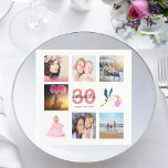 Guardanapo De Papel Colagem de fotos de aniversário de 30 anos<br><div class="desc">Um guardanapo para uma festa feminina de aniversário de 30 anos,  celebrando sua vida com uma colagem de 8 fotos suas. Modelos para um nome,  30 anos e uma data. Data de nascimento ou data da festa. Coral e letras coloridas burladas. Fundo branco.</div>