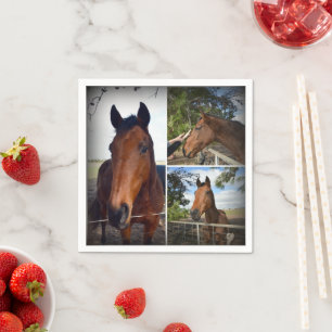 Guardanapo De Papel Colagem de Fotos de Cavalo Marrom, Papel Napkins