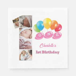 Guardanapo De Papel Colagem de Fotos Número Um primeiro aniversario de