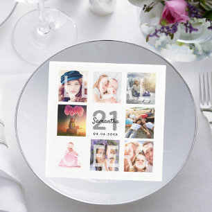 Guardanapo De Papel Colagem de fotos personalizada do aniversário de
