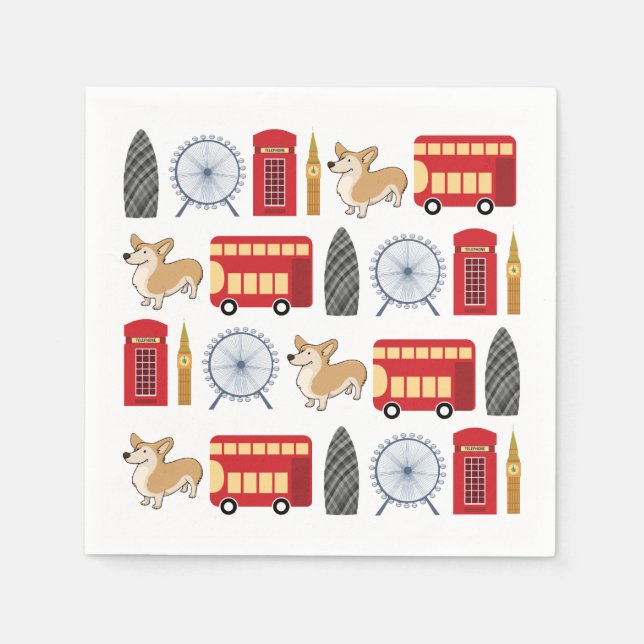 Guardanapo De Papel Colagem de Ícones de Londres (Frente)