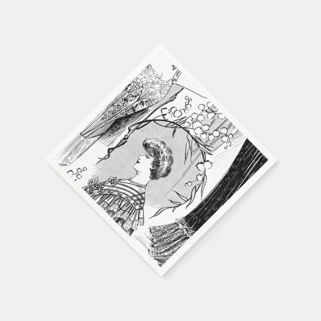 Guardanapo De Papel Colagem de ilustração de moda retrô (Canto)