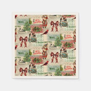 Guardanapo De Papel Colagem de Natal Vintage