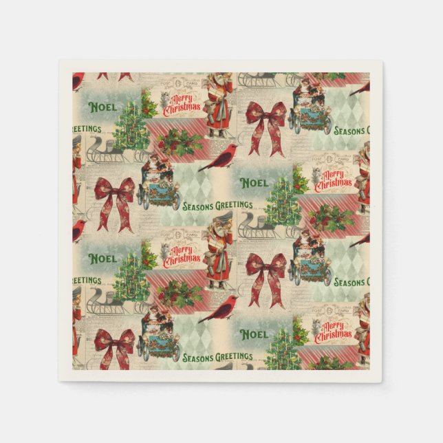 Guardanapo De Papel Colagem de Natal Vintage (Frente)