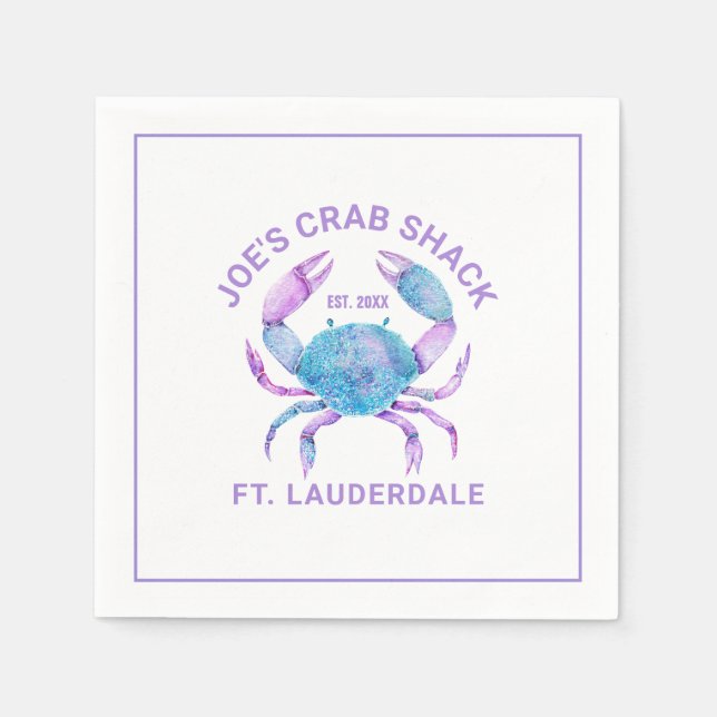 Guardanapo De Papel Colar texto personalizado do caranguejo aquoso (Frente)