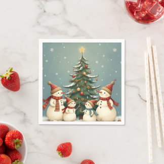 Guardanapo De Papel Coleção de Natal da Família Festivo Snowman