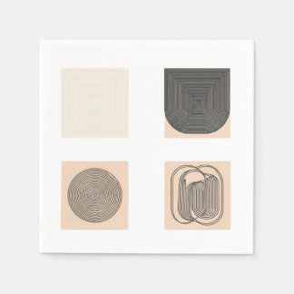 Guardanapo De Papel Coleção Moderna de Design de Preto e Branco Geomét