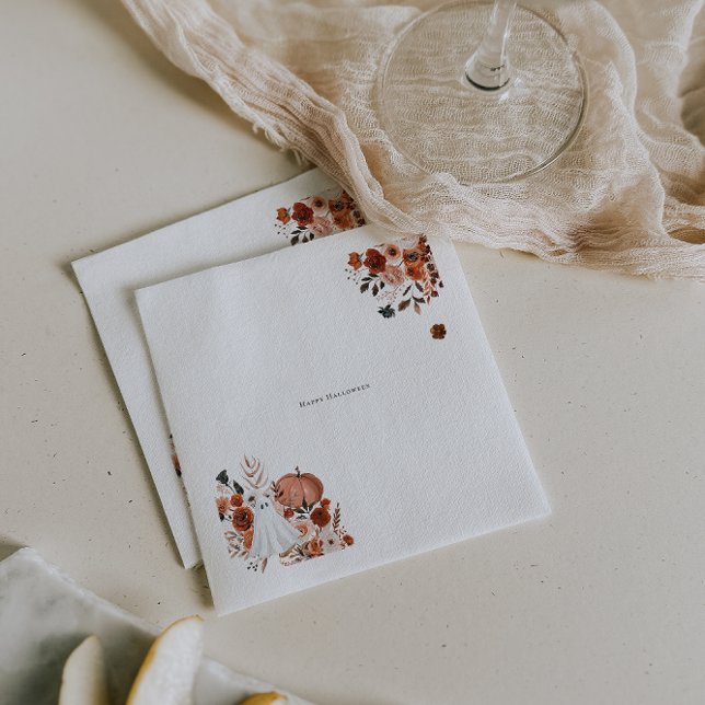 Guardanapo De Papel Colheita Assombrada Floral & Fantasma Halloween (Criador carregado)