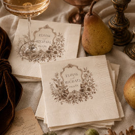 Guardanapo De Papel Colheita de Herança Monograma Crista Casamento de