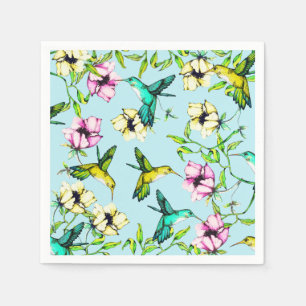Guardanapo De Papel Colibris & flores Enchanted da aguarela do jardim