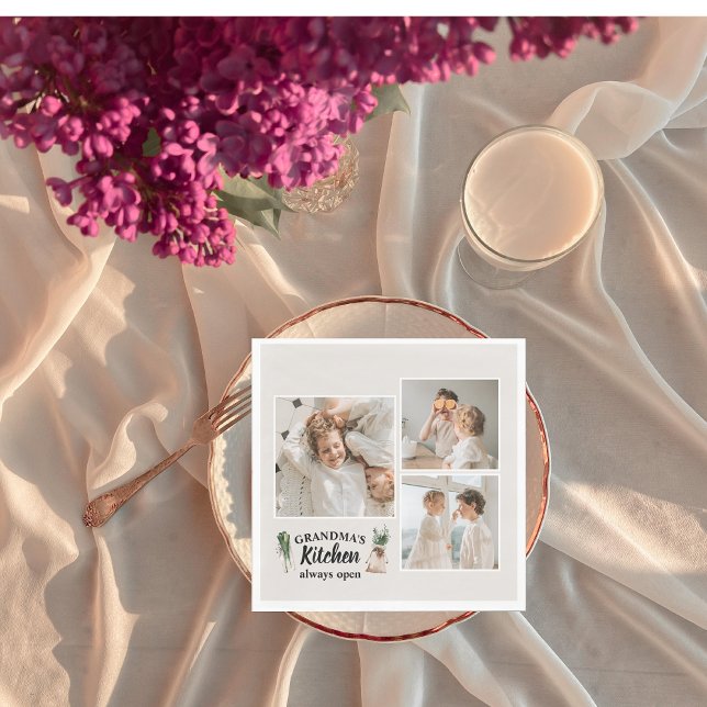 Guardanapo De Papel Collage Photo & Grandma Kitchen Está Sempre Aberta (Criador carregado)
