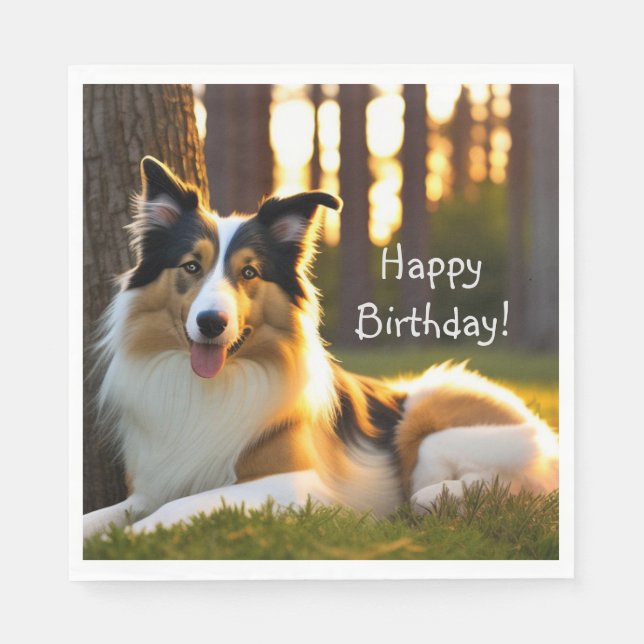 Guardanapo De Papel Collie Dog Birthday (Frente)