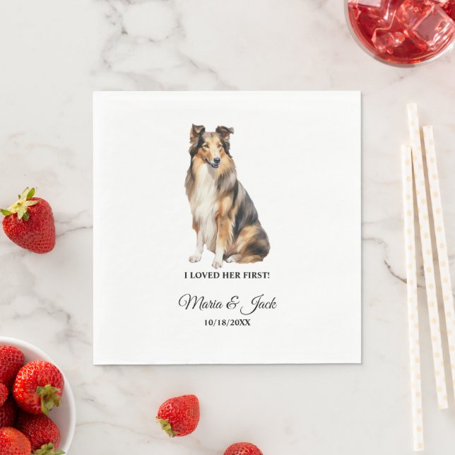 Guardanapo De Papel Collie Dog Eu Amava Seu Primeiro Casamento Napkins (Insitu)