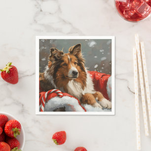 Guardanapo De Papel Collie Dog Natal Festivo