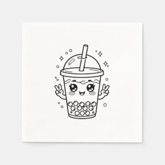 Guardanapo De Papel Coloração de chá de boba kawaii