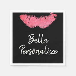 Guardanapo De Papel Coloração do lábio, cor-de-rosa, impressão, preta