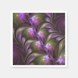 Guardanapo De Papel Colorful Abstract Violet Purple Khaki Fractal Art