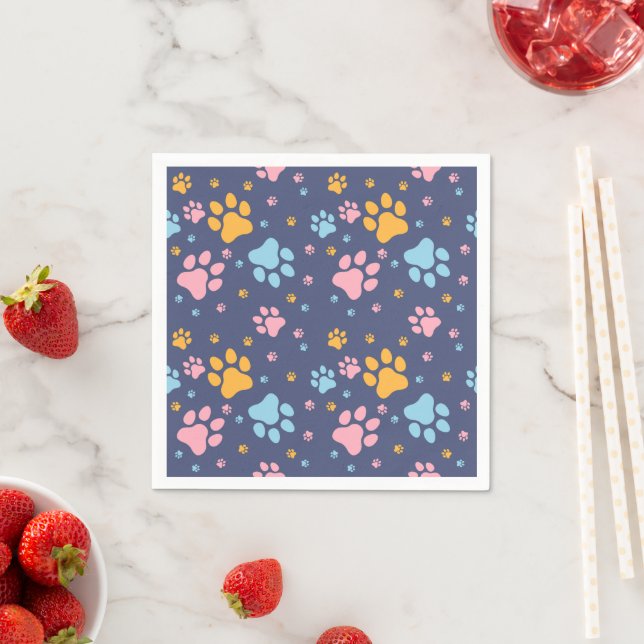 Guardanapo De Papel Colorful Animal Paw Prints Pattern (Insitu)