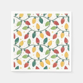 Guardanapo De Papel Colorful Christmas String Lights Pattern