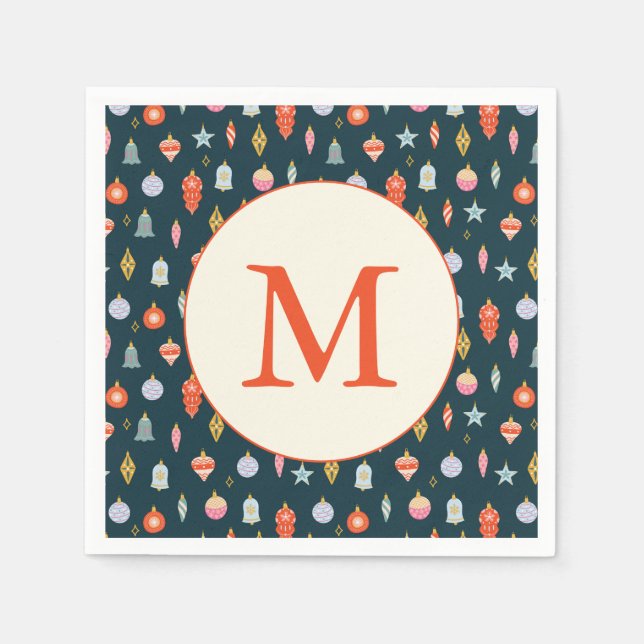 Guardanapo De Papel Colorful Custom Christmas Holiday Monogram (Frente)