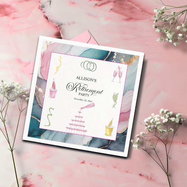 Guardanapo De Papel Colorful Drinks and Bottles Retirement Party (Criador carregado)