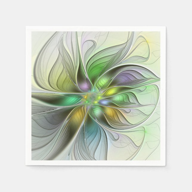 Guardanapo De Papel Colorful Fantasy Flower Modern Abstract Fractal (Frente)