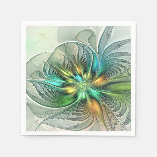 Guardanapo De Papel Colorful Fantasy Modern Abstract Flower Fractal (Frente)