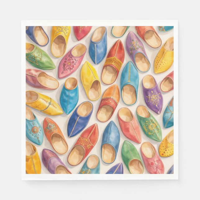 Guardanapo De Papel Colorful Moroccan Babouche Slippers (Frente)