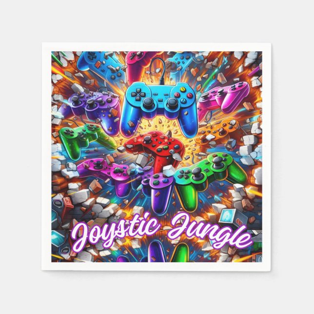 Guardanapo De Papel Colorful Neon Joysticks Pattern (Frente)