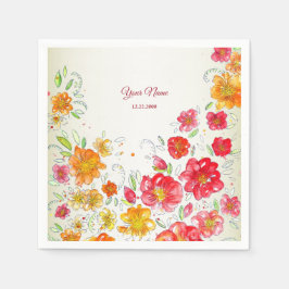 Guardanapo De Papel Colorful Red Yellow Pink Floral Wedding Party
