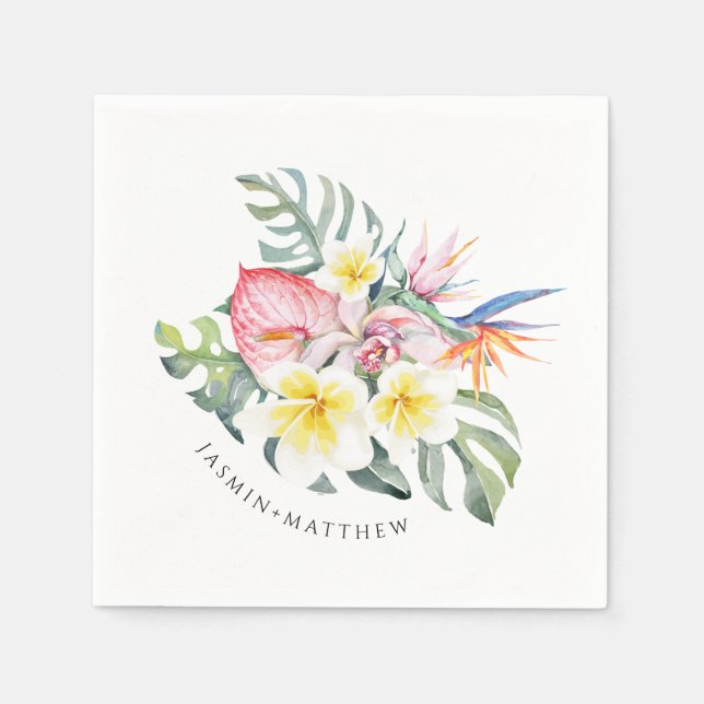 Guardanapo De Papel Colorful Tropical Floral Botanical Wedding  (Frente)