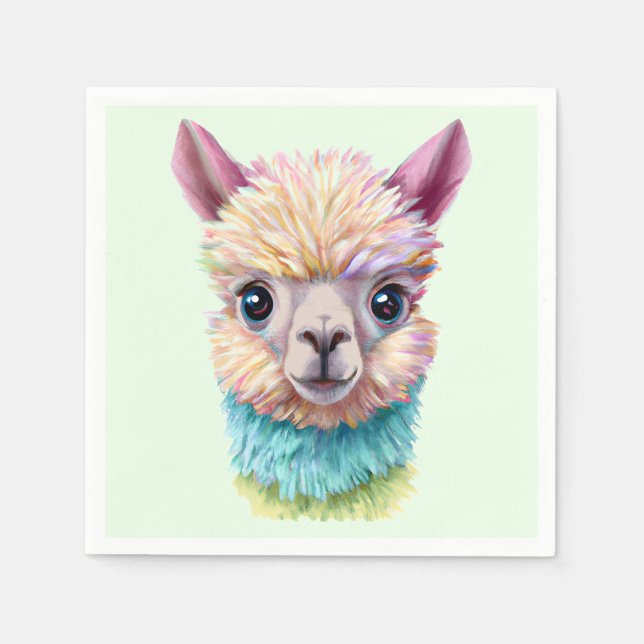 Guardanapo De Papel Colorida Baby Lama (Frente)