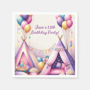 Guardanapo De Papel Colorida Charming Teepee Birthday Sleepover Party