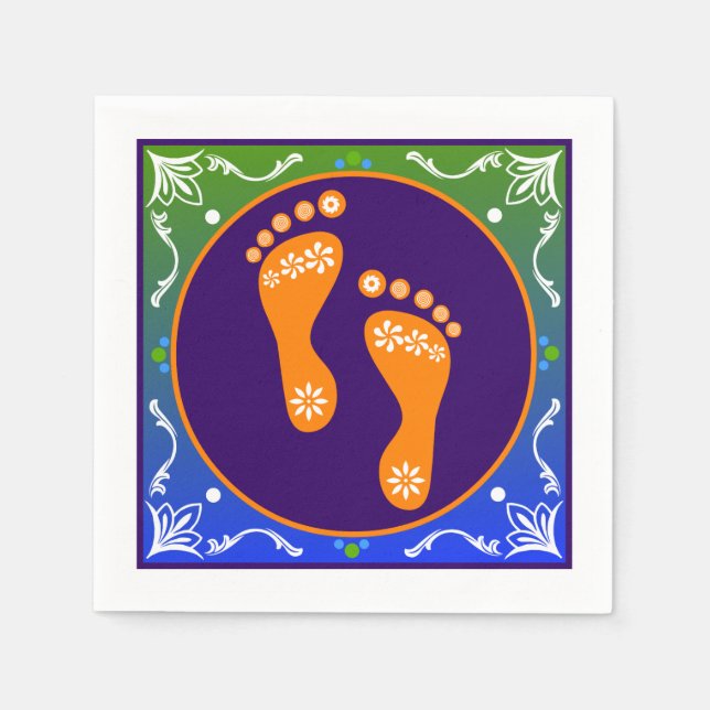 Guardanapo De Papel Colorida Diwali Rangoli Com Pegada (Frente)