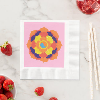 Guardanapo De Papel Colorida Lotus Flower Yin & Yang Mandala
