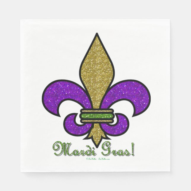 Guardanapo De Papel Colorida Mardi Gras Fleur De Lis (Frente)