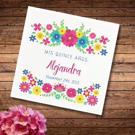 Guardanapo De Papel Colorida Quinceañera Flores mexicanas Papel Napkin