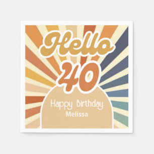 Guardanapo De Papel Colorida Retro Sun Groovy Wave Hello aniversário d
