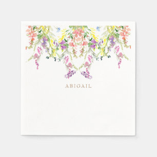 Guardanapo De Papel Colorida Watercolor Wildflower Nome Dourado Person