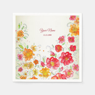 Guardanapo De Papel Colorido Casamento Floral Rosa Amarelo Vermelho Fe