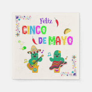 Guardanapo De Papel Colorido Cinco Festivos de Mayo 2025 Dançando Cact