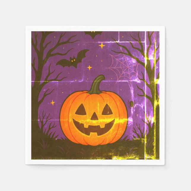 Guardanapo De Papel Colorido Halloween Pumpkin Napkins (Frente)