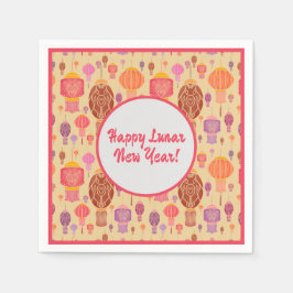 Guardanapo De Papel Colorido Lanternas Chinesas no Ano Novo