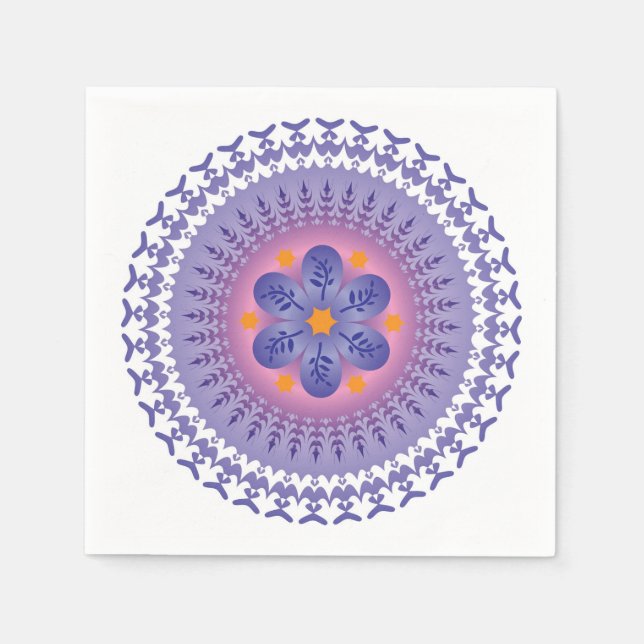 Guardanapo De Papel Colorido, Mandala Energy Wheel Flower Harmony (Frente)