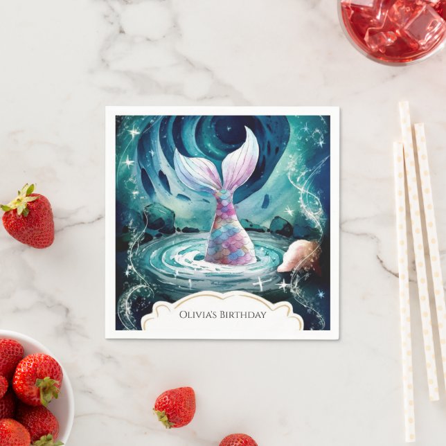 Guardanapo De Papel Colorido sob o mar Sereia Aniversário (Insitu)