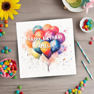 Guardanapo De Papel Colorir Balões Crianças Feliz Festa de Aniversário